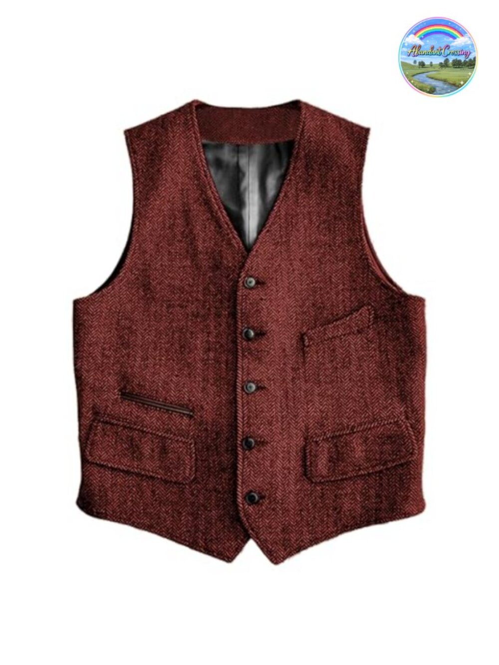 Mens Wool Blend Herringbone Vest V Neck Button Waistcoat